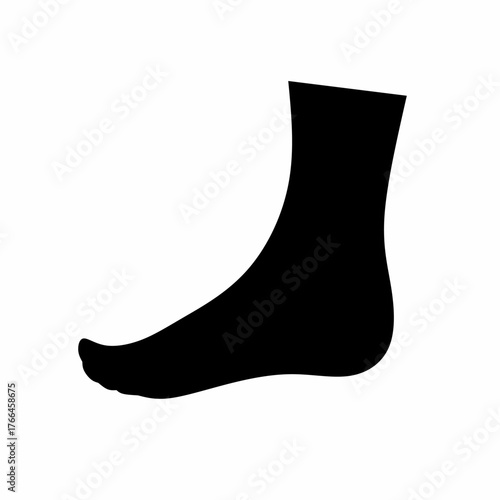 Human foot vector. Foot on a white background. Black silhouette illustration of a foot, a body part.