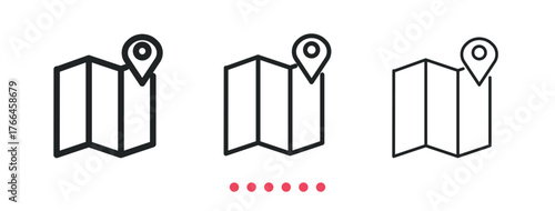 Map icon. Thin line icon vector