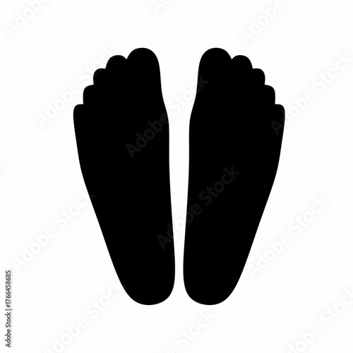 Human foot vector silhouette. Foot on a white background. Human body part. Great for logos and paths.