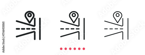 Route icon. Thin line icon vector