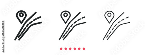 Route icon. Thin line icon vector