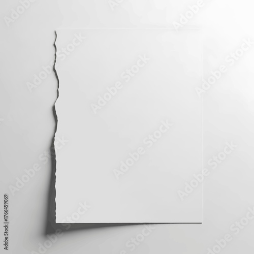 Clean, modern blank torn paper mockup casting subtle shadow, perfect for creative design, branding, and minimalist layouts