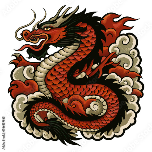 disegno per tattoo di un drago cinese 02