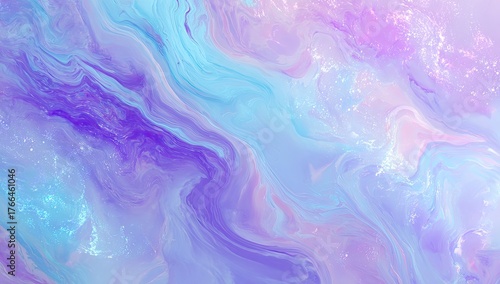 Abstract, flowing pastel swirls in light blue, pink, and purple tones