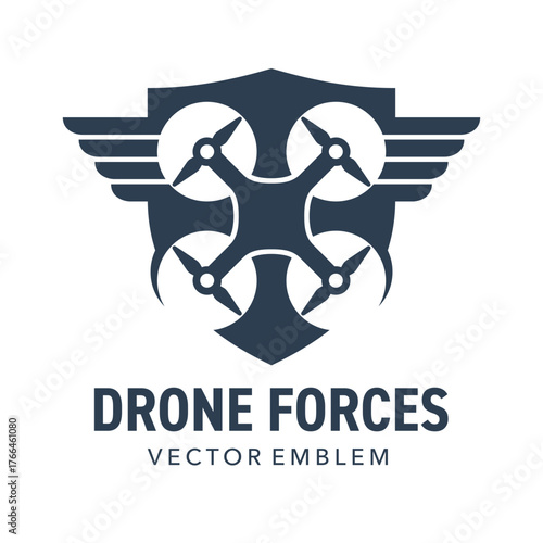Decorative emblem symbolizing drone forces in flat style