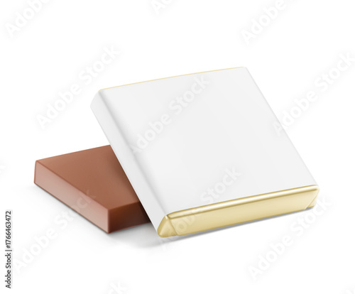 Branded chocolate squares, Neapolitan mockup for promoting business, special occasions. Vector illustration isolated on white background. Easy to use for presentation your logo, design. EPS10.