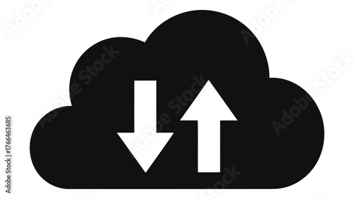 Cloud upload and download icon on for data transfer needs