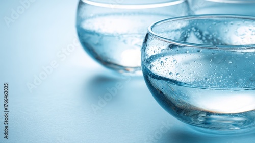 Wallpaper Mural Clean fresh drinking water filling glass bowls, reflecting light and showing condensation droplets, representing purity, hydration, and wellbeing Torontodigital.ca