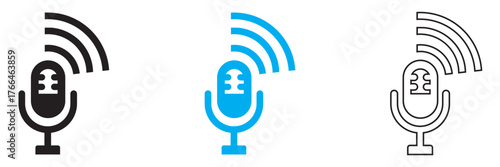 Microphone  icon. Vector for podcasting and audio recording and sound waves icon.  Vector illustration. EPS 10