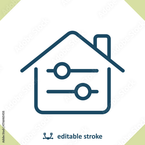 House Icon. Smart Home, Sliders, Settings, Optimization