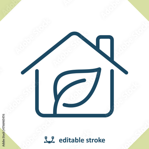 Green Home Icon. House, Leaf, Eco, Ecology