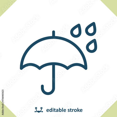 Umbrella, Rain Icon. Raining, Weather, Raindrop, Droplet