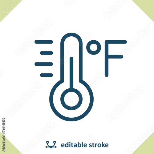 Thermometer Icon. Temperature, Weather, Fahrenheit, Degrees