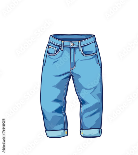 Vsai blue casual denim jeans pants rolled up