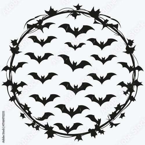 bats circle sketch illustration vector