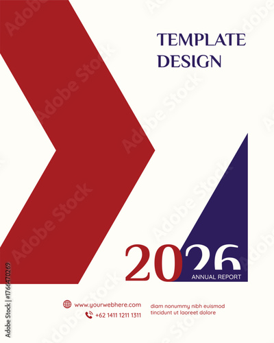 Modern Annual Report Template Design for 2026 with Bold Geometric Shapes and Professional Typography