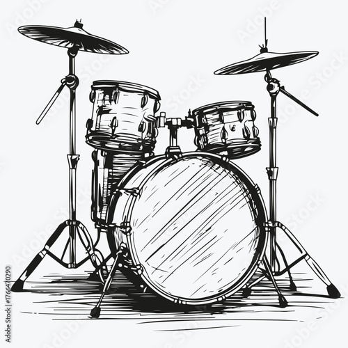 Drums music instrument sketch illustration vector