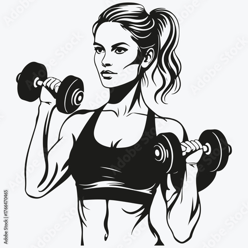 woman with dumbbells sketch illustration vector