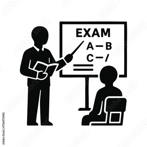 Teacher presenting exam to student.