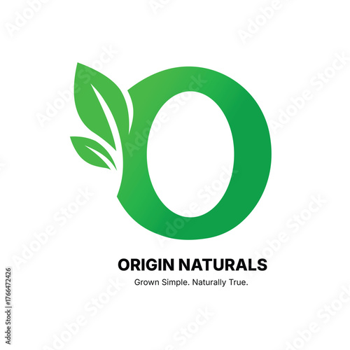 Origin naturals green leaf logo for natural products