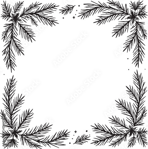 An elegant, hand-drawn botanical frame that adds a touch of nature-inspired beauty to any creative project. This versatile artwork offers a clean and artistic way to enhance your design.