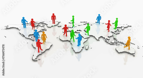 Global Network Connection - Diverse People Connecting Worldwide Illustration