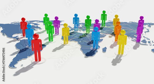 Global Network Connection - Diverse People Connecting Worldwide Illustration