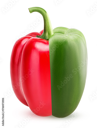 Bell pepper one half green another red