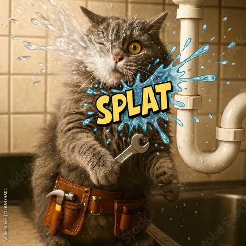 A cat is splashing water out of a sink