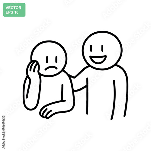One person comforts another who is sad and feeling down with kindness