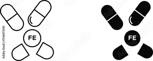 iron capsule  icon vector graphic illustration  with white background flat hand made icon fill icon .
