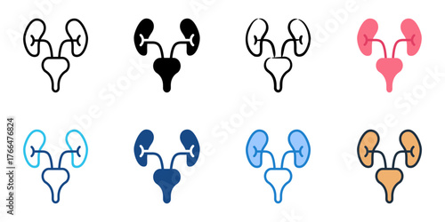Urology icon set multiple style collection 
