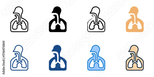 Respiratory icon set multiple style collection 
