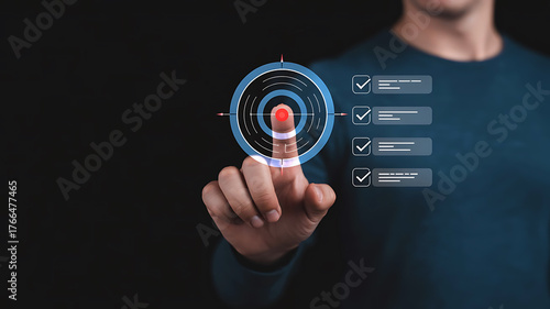 Reaching Business Goals and Objectives with Virtual Interface Concept and Checklist Items Completed Showing Success