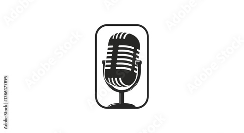 A professional logo with a sleek charcoal silhouette of a vintage microphone_transparent.svg