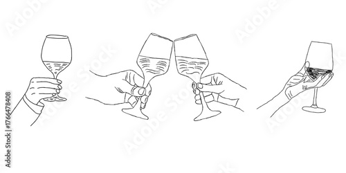 Hand with Glass doodle Vector