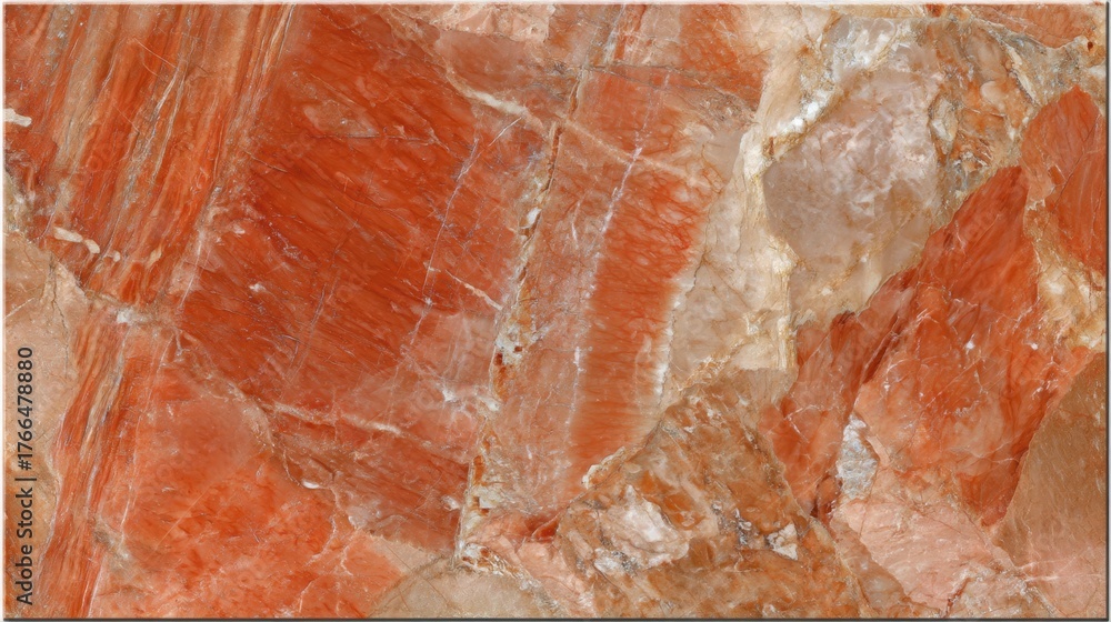 Fototapeta premium Exploration of orange marble patterns natural quarry stone texture geology close-up view artistry in earth materials