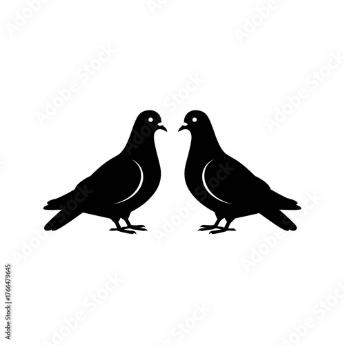 Black Silhouette Icon Two pigeons facing each other with necks slightly arched, in a minimalistic silhouette style on a white background_transparent.svg
