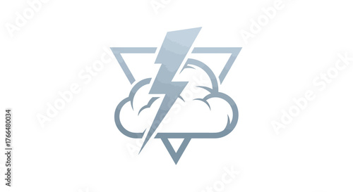 Bright Silver Lightning Bolt Piercing Cloud Silhouette Logo in an Aggressive Triangle_transparent.svg