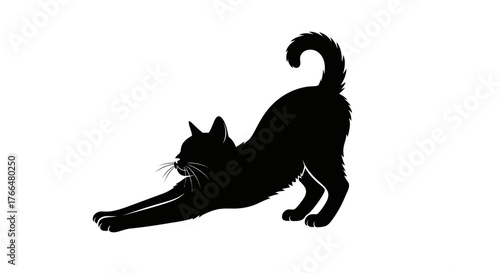 Charming Elegant Silhouette of a Domestic Cat Stretching Lazily_transparent.svg