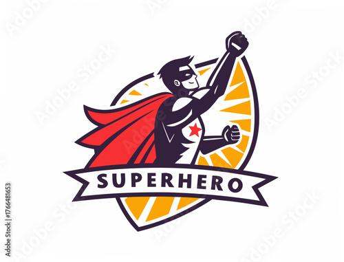 Wallpaper Mural Female Superhero Emblem with Shield and Cape Illustration Torontodigital.ca