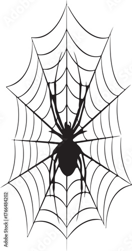 spider on web silhouette vector