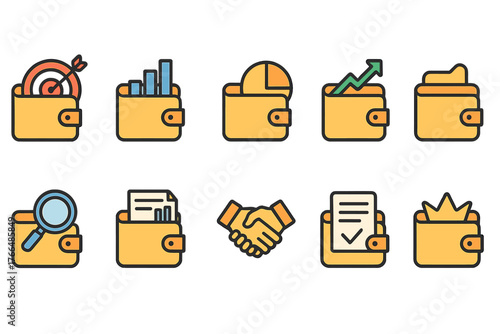 Business and Finance Wallet Icons Set