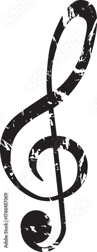 scratched illustration of a musical clef