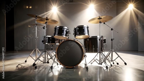 Drum set in a modern studio