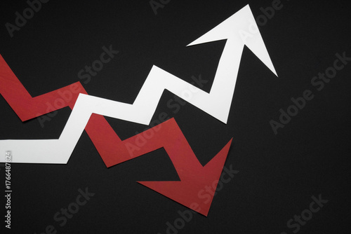 Graphs symbolizing growth and decline.