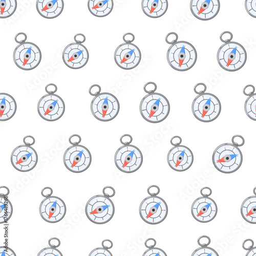 Seamless pattern with travel compasses