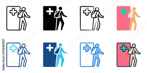 Ambulatory care icon set multiple style collection 
