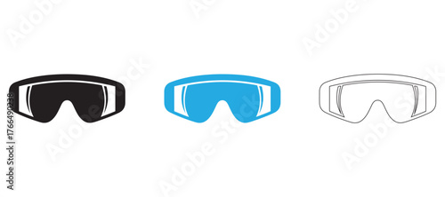 Eye Protection glass vector icon, protective glass symbol, Goggles Icon Logo vector, silhouette and line art