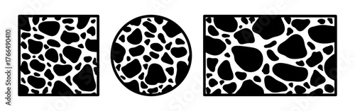 Black gravels in geometric shape with border line